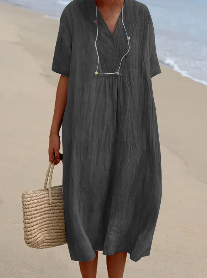 Lena | Entspanntes Sommerkleid mit V-Ausschnitt für bequeme Tage