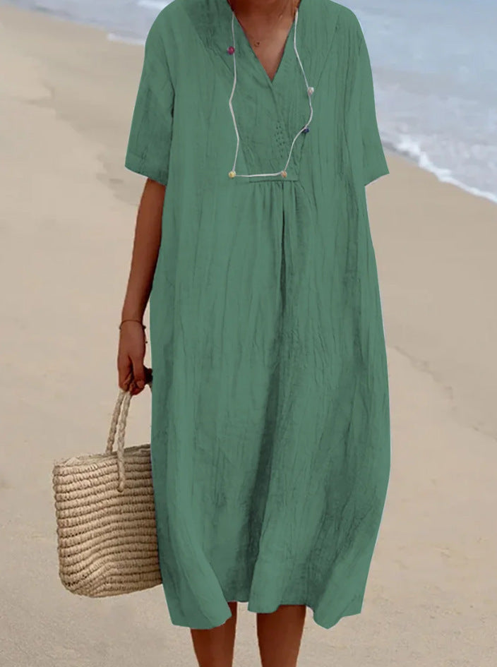 Lena | Entspanntes Sommerkleid mit V-Ausschnitt für bequeme Tage