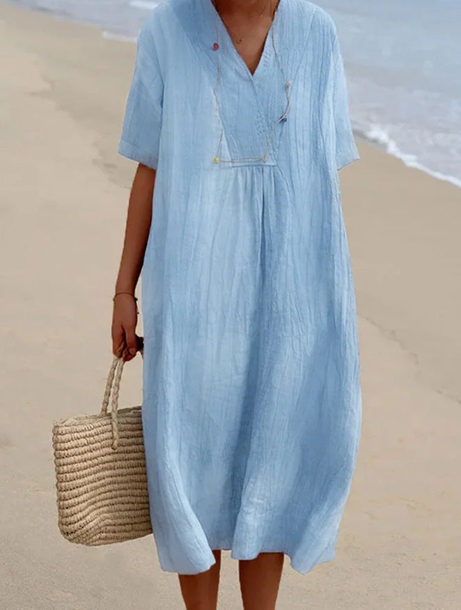 Lena | Entspanntes Sommerkleid mit V-Ausschnitt für bequeme Tage