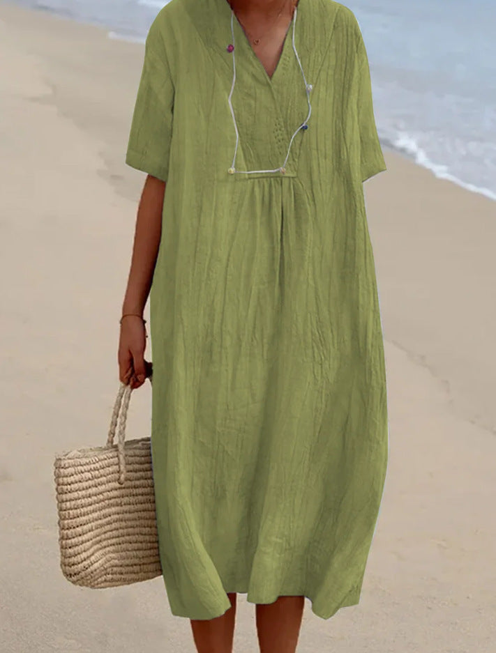 Lena | Entspanntes Sommerkleid mit V-Ausschnitt für bequeme Tage