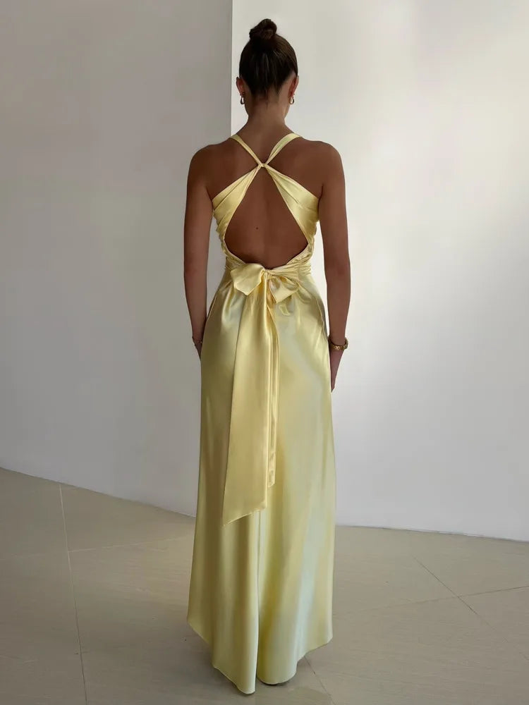 Celine | Ärmelloses V-Ausschnitt A-Linie Silhouette Elegantes Abendkleid
