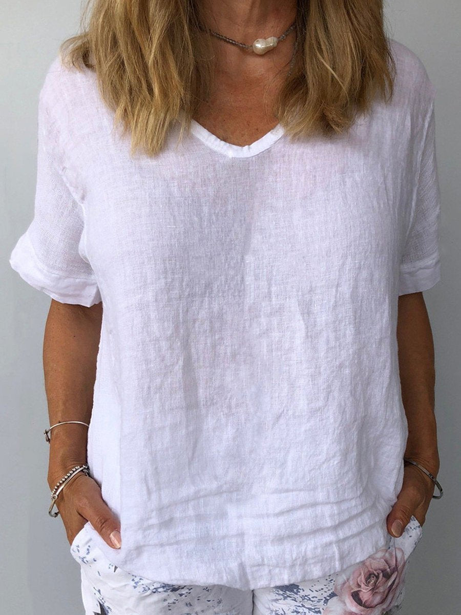 Karla | Lässiges Baumwoll-Leinen-Top für Damen für mühelosen Stil